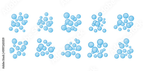 Set of Blue Soap Bubbles Icons