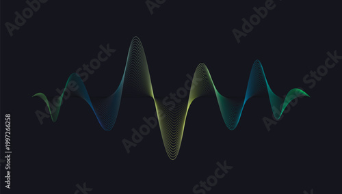 Sound wave. Abstract digital signal wave line. Music voice vibration, song waveform digital spectrum.