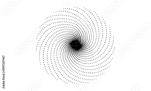 Minimal Spiral Dotted Swirl Abstract Vector Illustration.