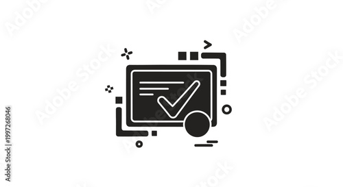 Black and white check mark icon.