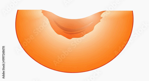 A vibrant orange fruit slice with a bite mark, showcasing its juicy texture and inviting appeal