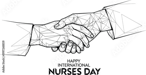 A vector graphic illustration of two hands shaking for International Nurses Day