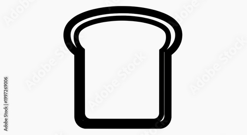Simple black outline illustration of a single slice of bread, representing a basic food item with a clean, minimalist design ideal for icons, menus, and various graphic use