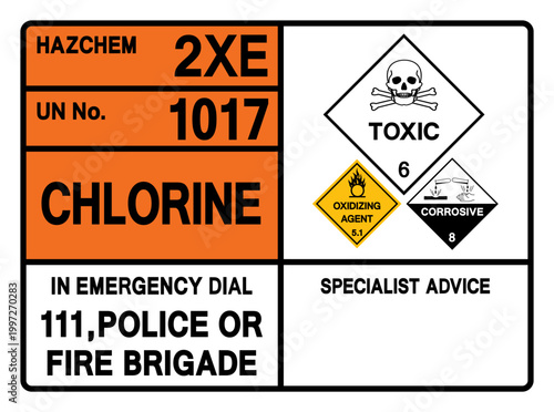 Chlorine UN 1017 Symbol Sign, Vector Illustration, Isolate On White Background, Label.EPS10