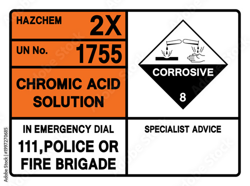 Chromic Acid Solution UN 1755 Symbol Sign, Vector Illustration, Isolate On White Background, Label.EPS10