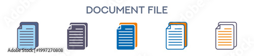 Document File Element For Design Graphic - Multi Styles. Vector Illustration Of Two Colored And Black. Multiple Icons Designs Can Be Used For Mobile, Ui, Web 