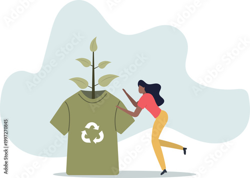 Eco Cloth .environment concept. flat vector illustration.person's life situation and his activities.
