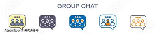 Group Chat Element For Design Graphic - Multi Styles. Vector Illustration Of Two Colored And Black. Multiple Icons Designs Can Be Used For Mobile, Ui, Web 