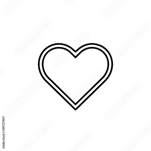 Simple outline of a heart shape on a white background, love concept.
