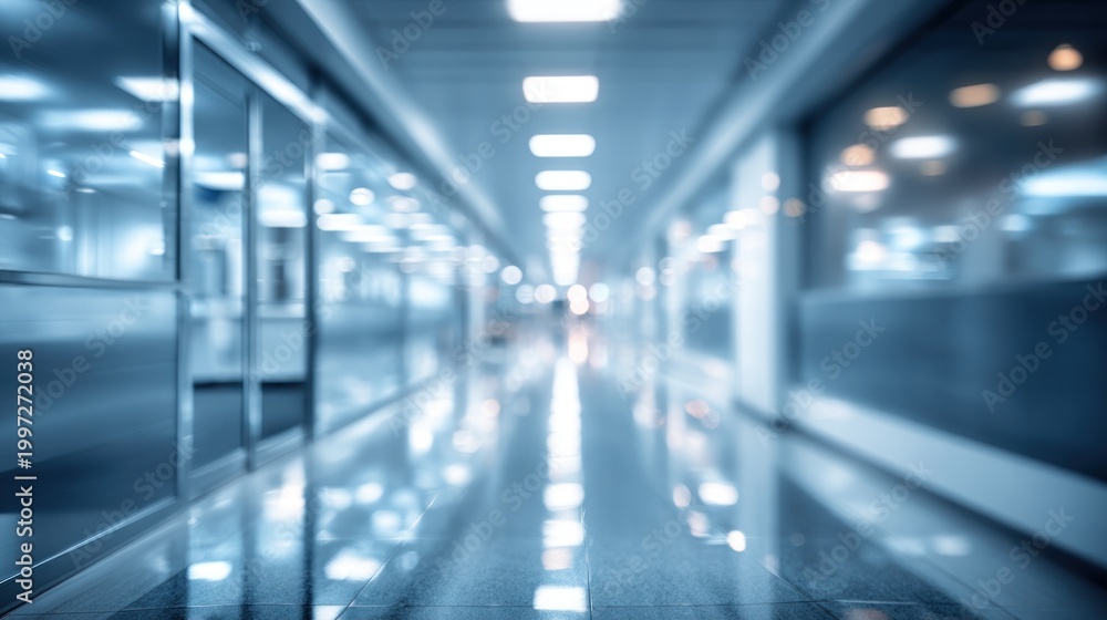 Fototapeta premium Modern interior hallway perspective with reflections