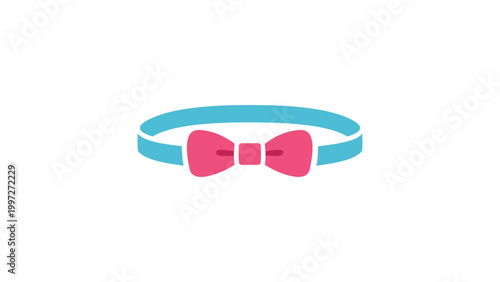 Schilderij op canvas Hair Band Vector Icon Illustration: A modern flat design of a simple stretchy headband with a pink bow, perfect for fashion, beauty, and accessory-themed graphic design projects on white