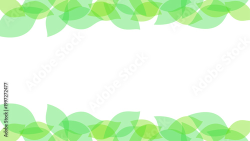 新緑の葉が囲むナチュラルグリーンフレーム背景素材