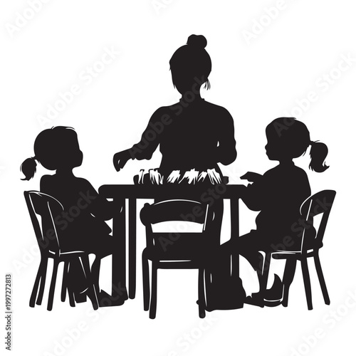 silhouettes of children