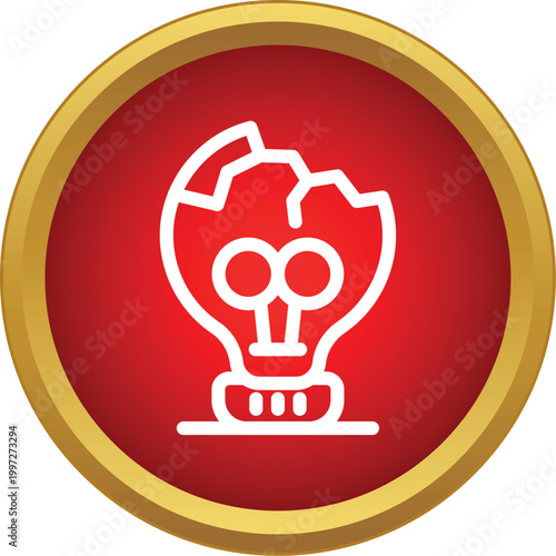 Broken light bulb icon symbolizing a failed idea or creative block