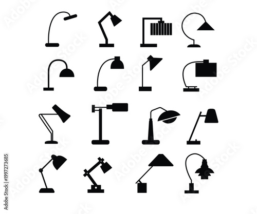 Spotlight Icon Set – Stage Light, Searchlight & Studio Lighting Vector Collection