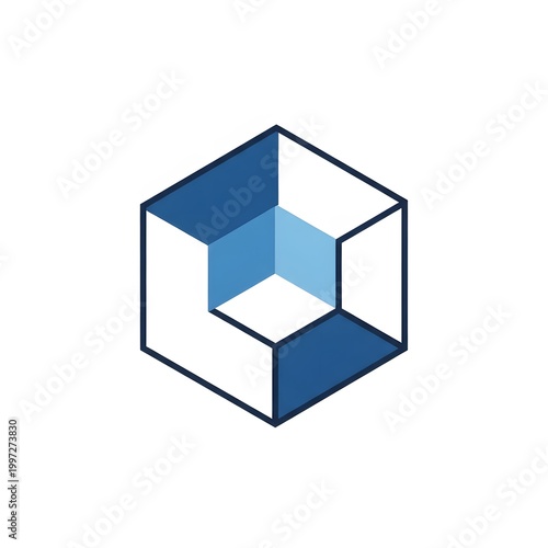 Geometric 3D Cube Shape Design Element.