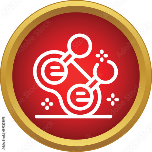 Atom icon showing electrons bonding to create a scientific molecule or chemical structure