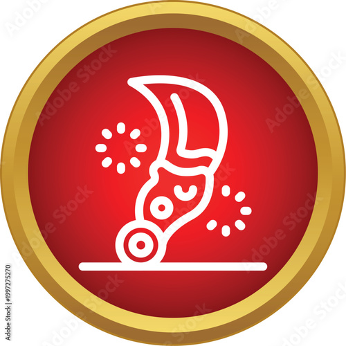 Folding knife icon illustrating a pocket knife being sharpened on a surface