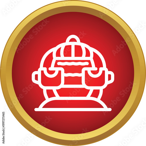 Teapot themed amusement park ride icon symbolizing entertainment and fun