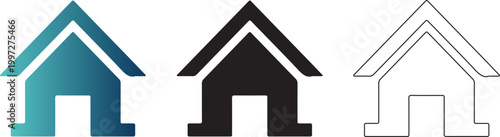 Home Icon Set, House and Real Estate Symbols in Gradient, Solid and Outline Styles, Transparent PNG