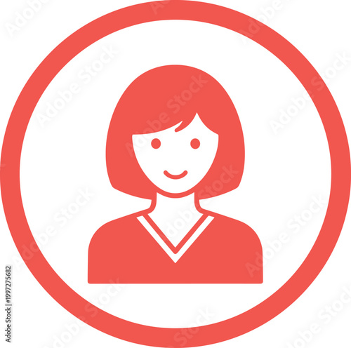 Female User Avatar Icon Vector Illustration with Woman Profile Symbol in Circular Frame for Account Interface Social Media and Application Design