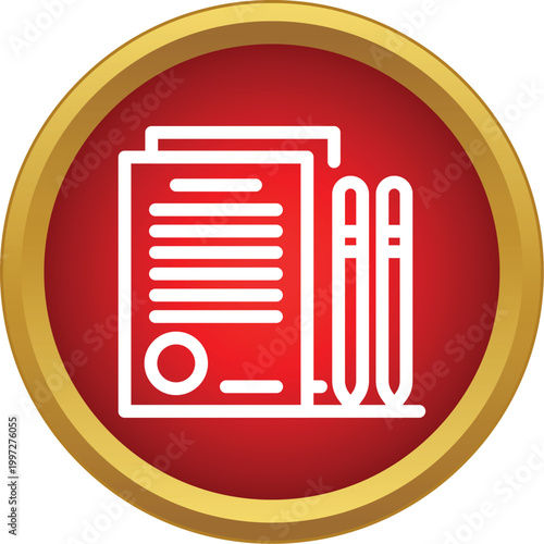 Business contract document with pens icon representing legal agreement or signing