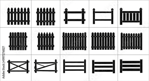 Collection of various wooden fence designs and styles.