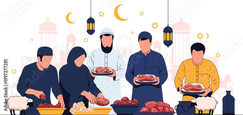 Muslims Breaking Fast Together.