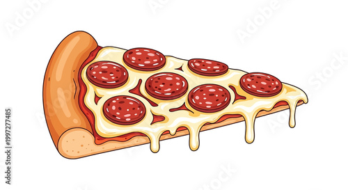 Delicious slice of pepperoni pizza with melted cheese and golden crust