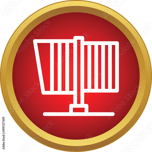 Windsock icon displaying wind direction and speed in a red circle