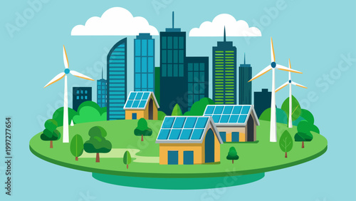 green city landscape with city