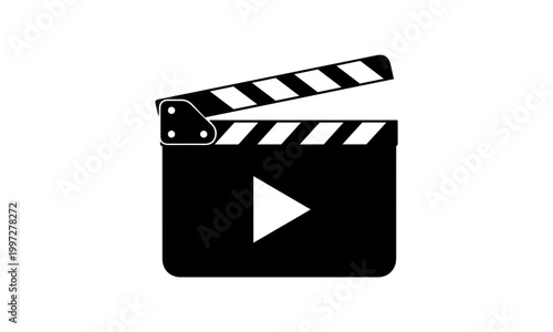 Classic clapperboard illustration with play button symbol
