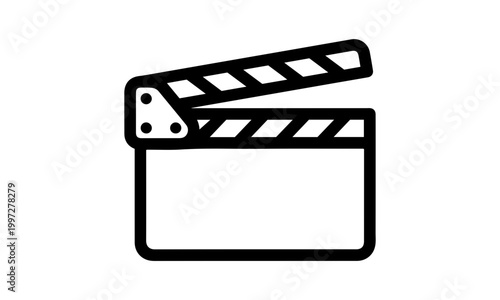 Simple black line clapperboard vector graphic design element