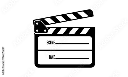 Simple film clapperboard vector illustration for media projects