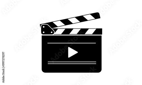 Black and white film clapperboard vector graphic design