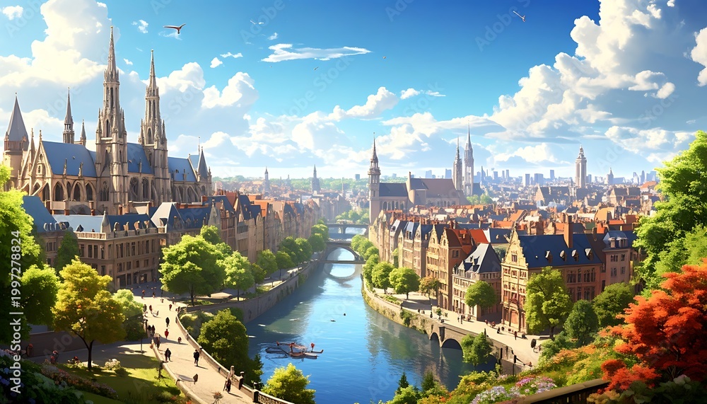 Fototapeta premium Picturesque canal cityscape