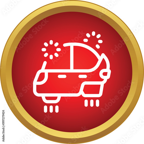 Flying car icon representing future, innovation, and advanced transportation