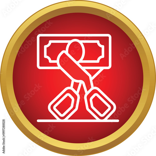 Scissors cutting a banknote representing cost reduction and financial savings