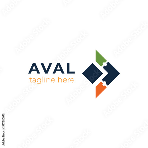 Billede på lærred Modern Corporate Logo Template Featuring Puzzle-Style Connection and Growth
