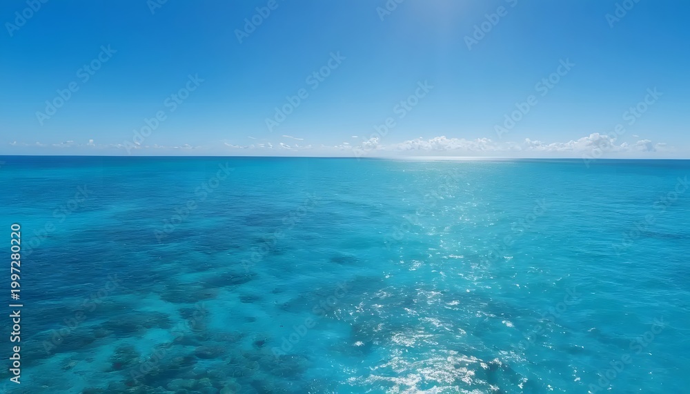 Obraz premium Serene turquoise ocean landscape under a clear blue sky