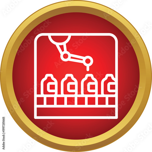 Robotic arm automating the filling process of products on a conveyor belt