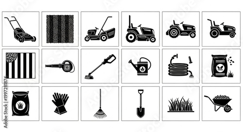 Collection of Garden Tools and Equipment Icons.