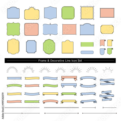 フレーム・装飾ラインアイコンセット