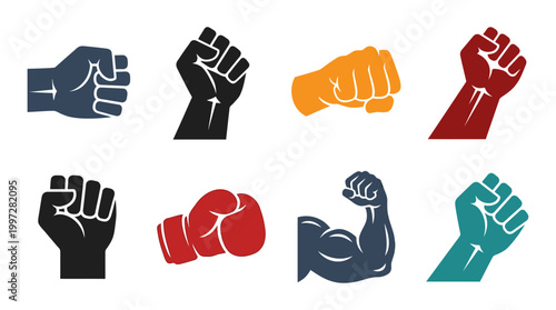 Fist icons representing strength, power, and protest