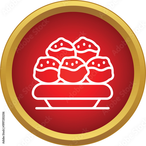 Takoyaki octopus balls serving on a plate, japanese street food icon