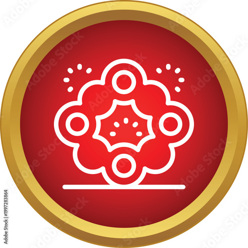 Explosion icon displaying bursting effect with sparks inside a golden rimmed red circle