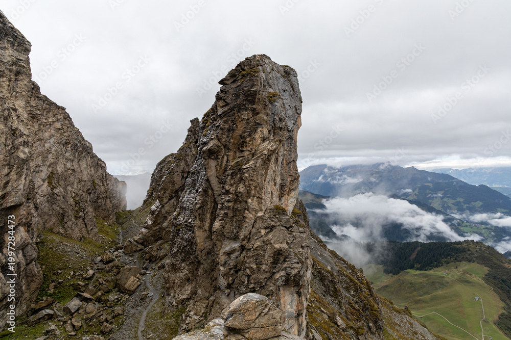 Obraz premium Alpine scenery from the Rocher du Vent in the Beaufortain massif , Savoie