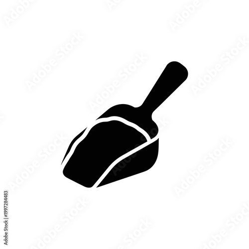 Black silhouette of a scoop isolated on a white background for various uses.