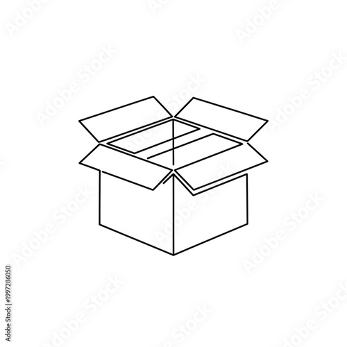 Open Cardboard Box Illustration for Packaging and Storage.