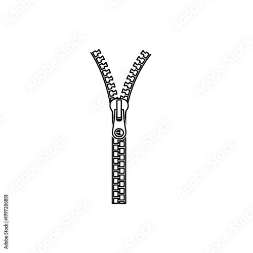 Open Zipper Illustration for Fashion and Design.